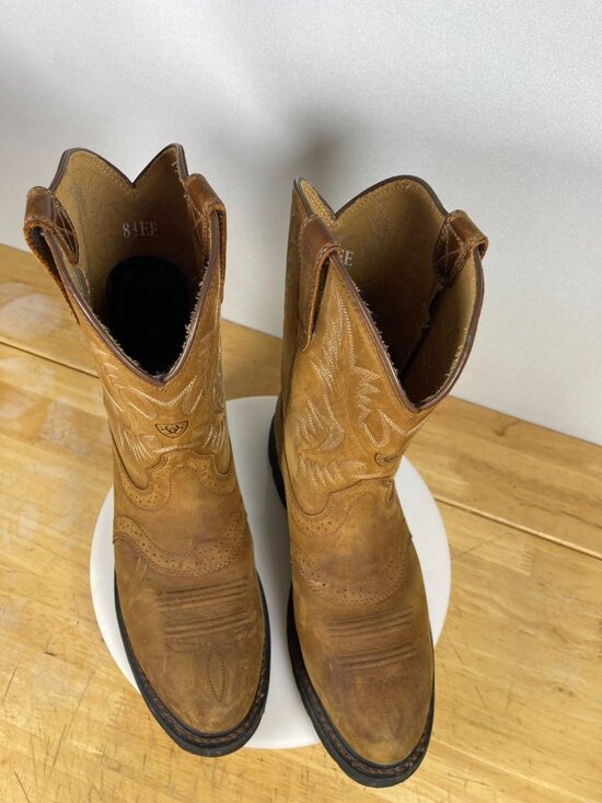 Ariat Workhog Steel Toe Cowboy Work Boots Men’s 8.5 EE Brown Pull On main image 6